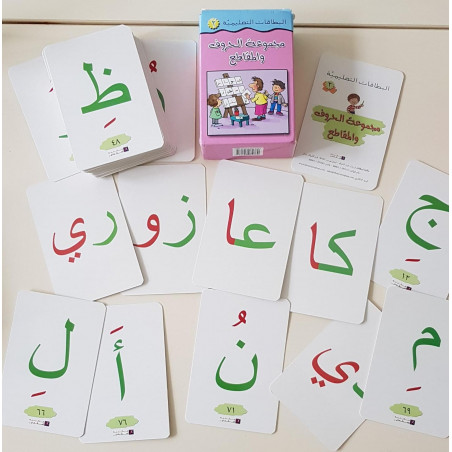 Cartes lettre alphabet arabe avec les voyelles courtes et longues